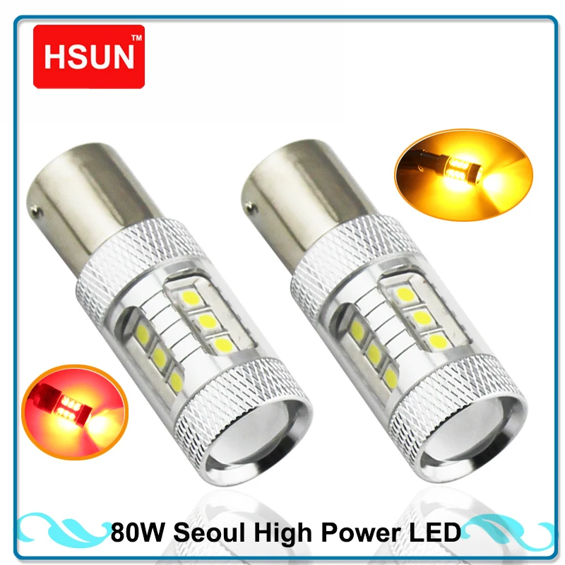 HSUN 2 шт. Высокая мощность 1156 BA15S BAU15S BAY15D 80 Вт P21W чип светодиодная автомобильная