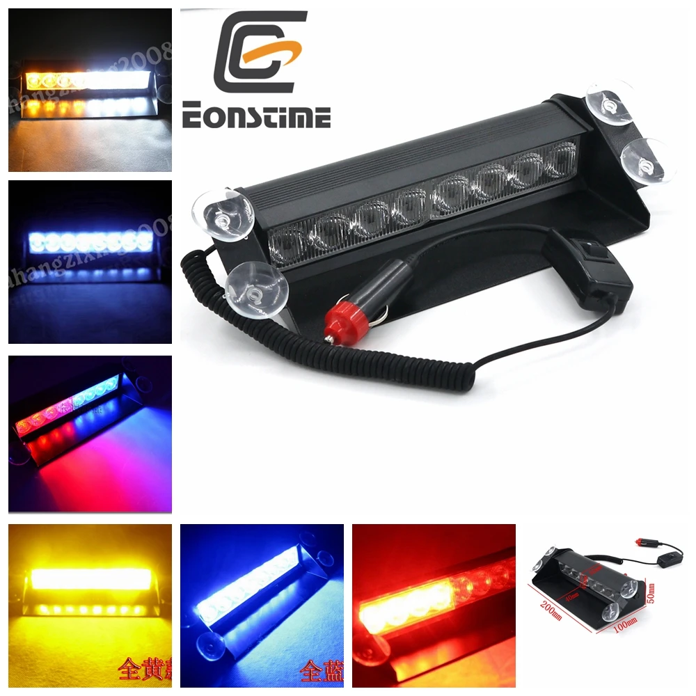 Eonstime 8 Led вспышка Лодка Грузовик Автомобиль мигаПредупреждение аварийное лобовое стекло 3 режима полицейский стробоскоп светильник синий красный белый Янтарный