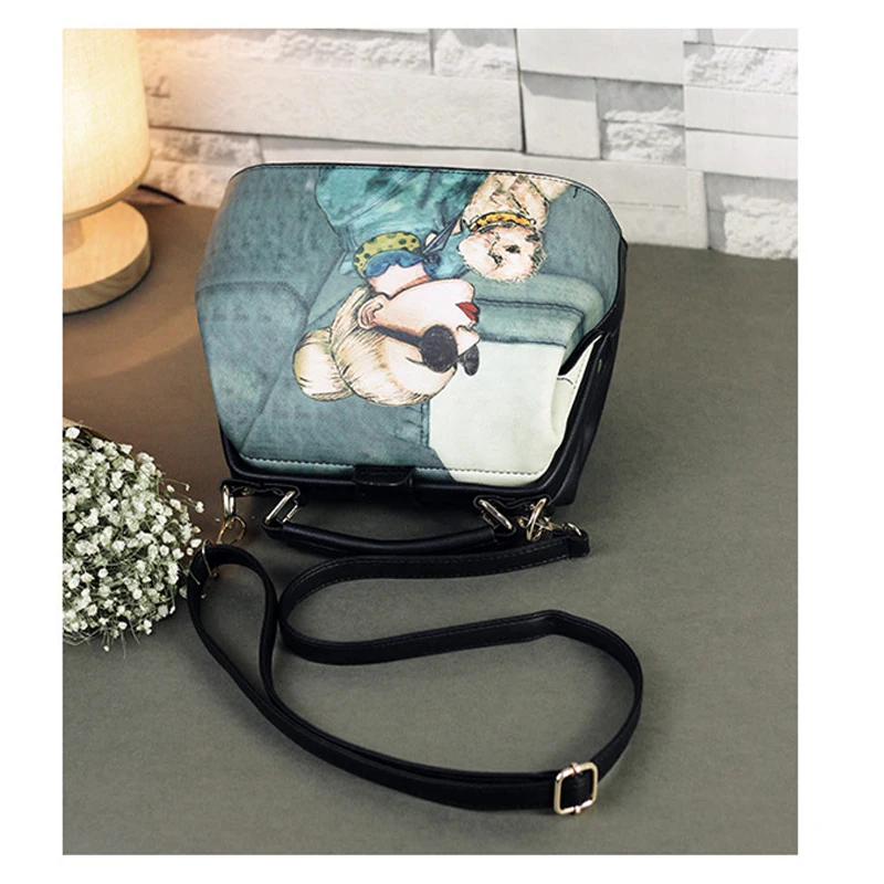 2018 Винтаж мультфильм печати Crossbody сумки для женщин доктор Tote женская маленькая