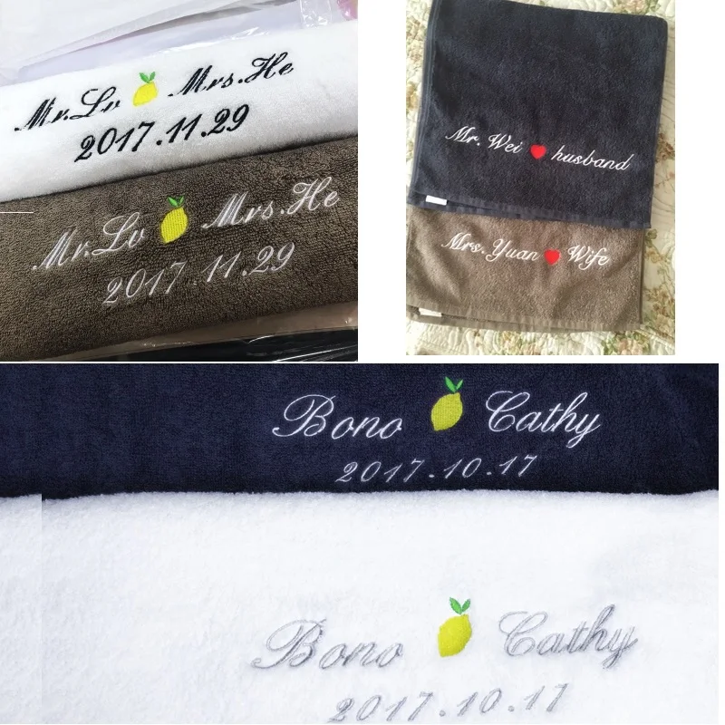 

Free Shipping 2pcs wedding birthday valentine's day Bachelorette Party bridesmaid gift embroidery Custom logo Cotton Towel gifts