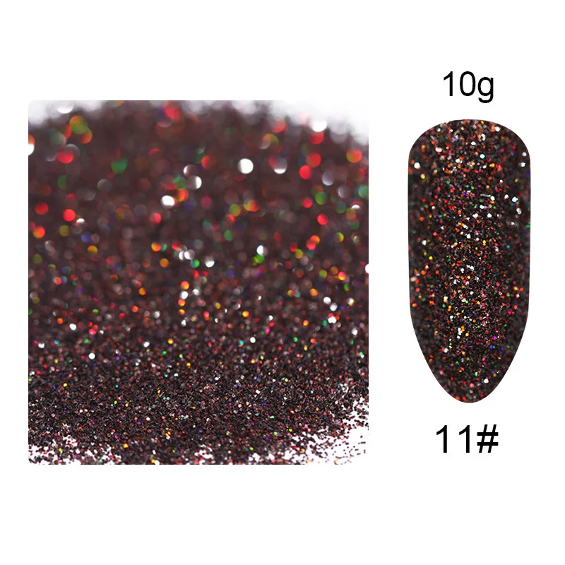 10g-color011 10 г/пакет голографическая Лазерная пудра для ногтей Блеск для дизайна ногтей 5 г мерцающий хромированный пигмент для ногтей пыль DIY дизайн для дизайна ногтей для гель-лака - Цвет: 10g-color011