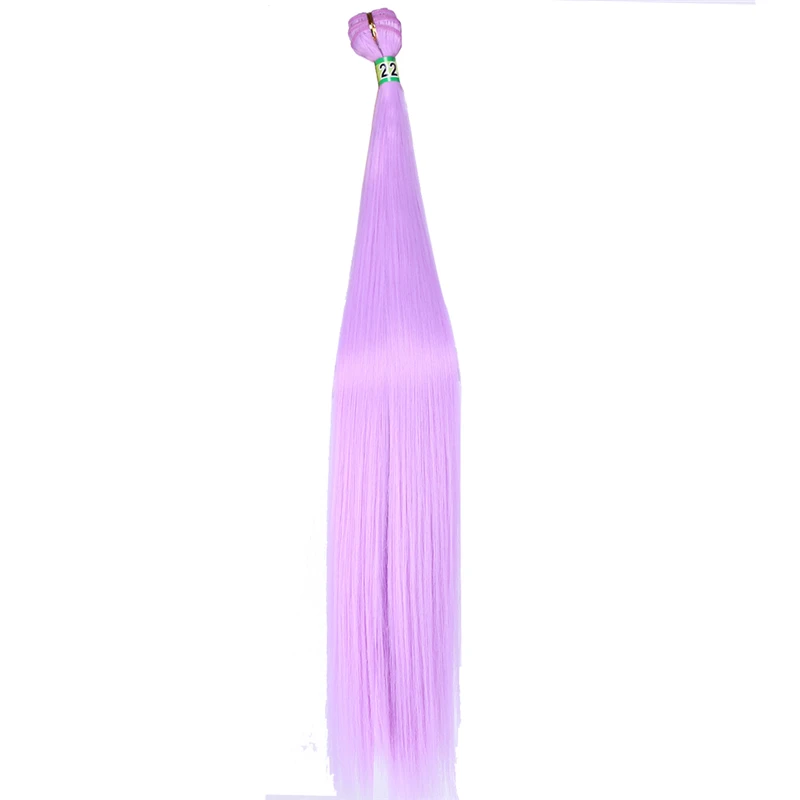 Purple Фиолетовые, розовые, зеленые шелковистые прямые мягкие волосы, уток 22 дюйма, 100 г, одна штука, волнистые синтетические волосы для наращивания - Color: Purple