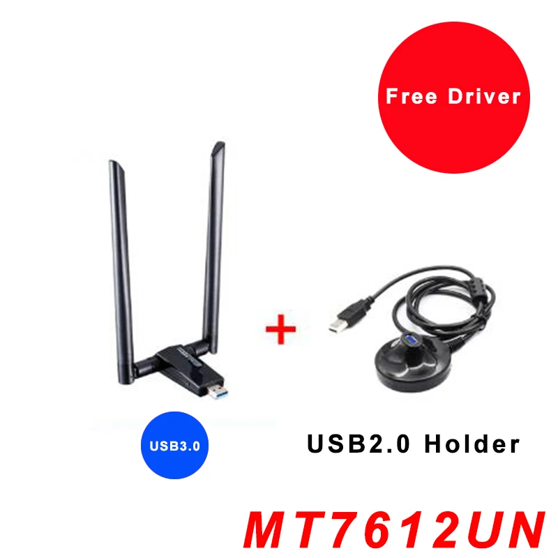 USB WiFi антенна адаптер Бесплатный драйвер AC1200Mbps беспроводной Wifi адаптер USB3.0 сетевая карта IEEE 802.11AC 2,4G 5,8G MT7612U - Цвет: Free Driver USB2.0