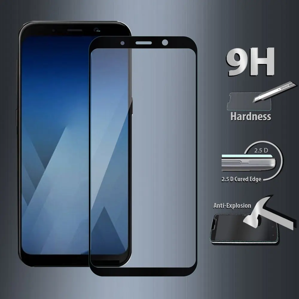 2 упаковки для samsung Galaxy A8 Plus с полным покрытием, закаленное стекло 9H 2.5D Премиум-класса, Защитная пленка для экрана для samsung A8