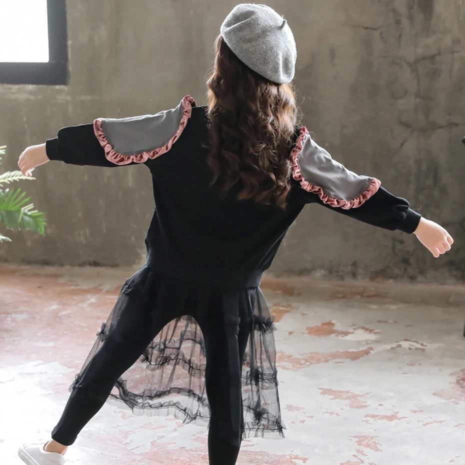 Детская одежда для девочек весенне осенняя розовая рубашка + штаны комплект