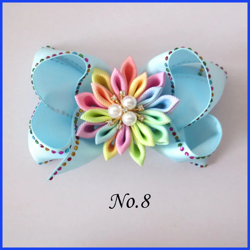 2 blessding Girl Rhinestone Rainbow 4," блеск ABC волос лук клип цветок