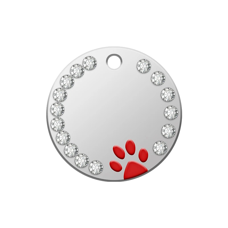 Footprint Red Персонализированная бирка для собак, выгравированный металлический ошейник для питомца, аксессуары из нержавеющей стали, костяная лапа для питомца, щенка, кошки, идентификационная бирка, анти-потеря - Цвет: Footprint Red