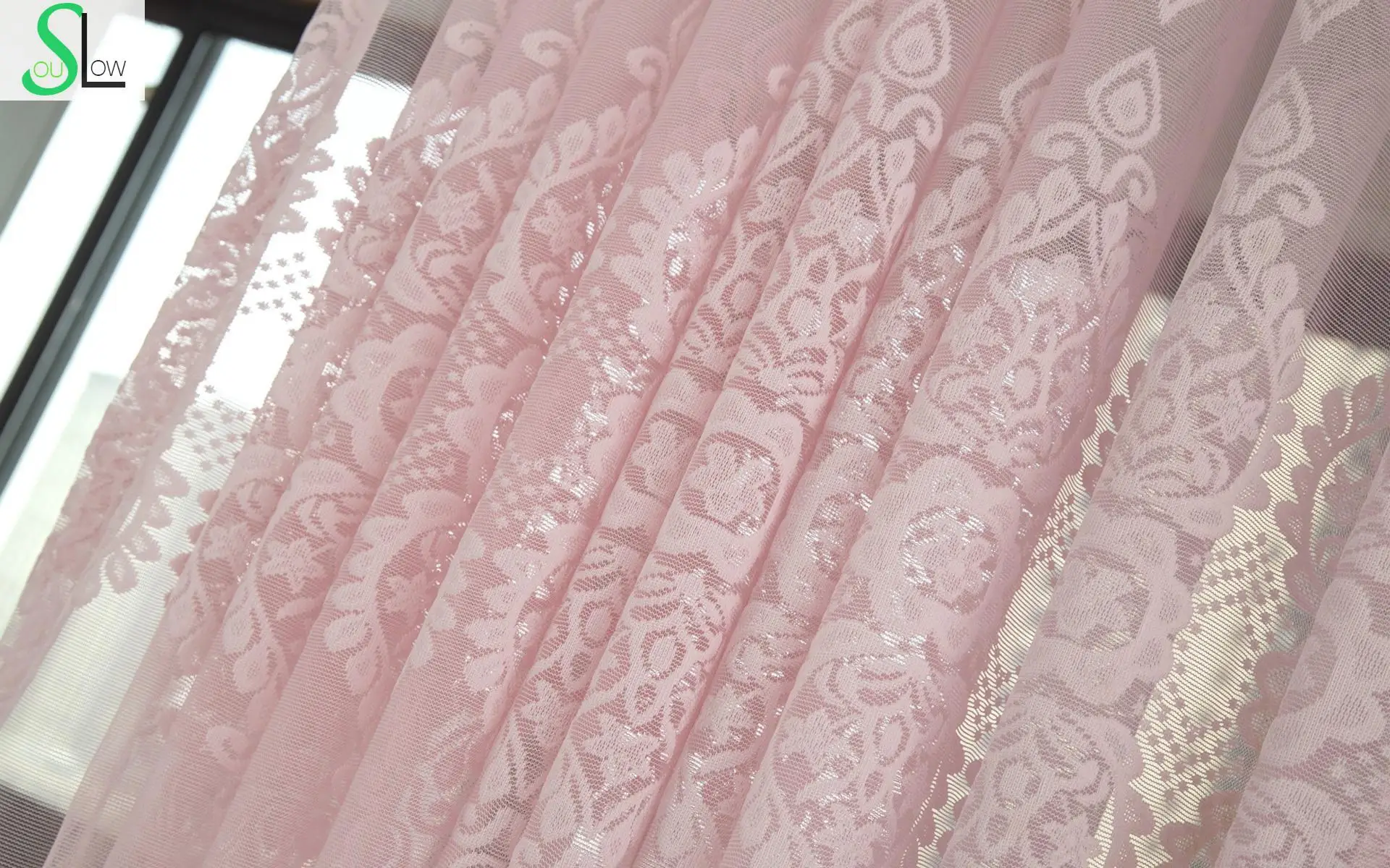 Розово-желтые тонкие шторы Slow Soul Европейская и американская плиссированная