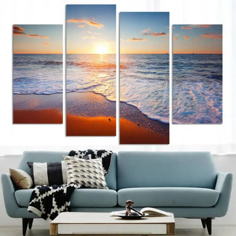 4 панели современная краска для дома вид на море декоративное искусство Краска