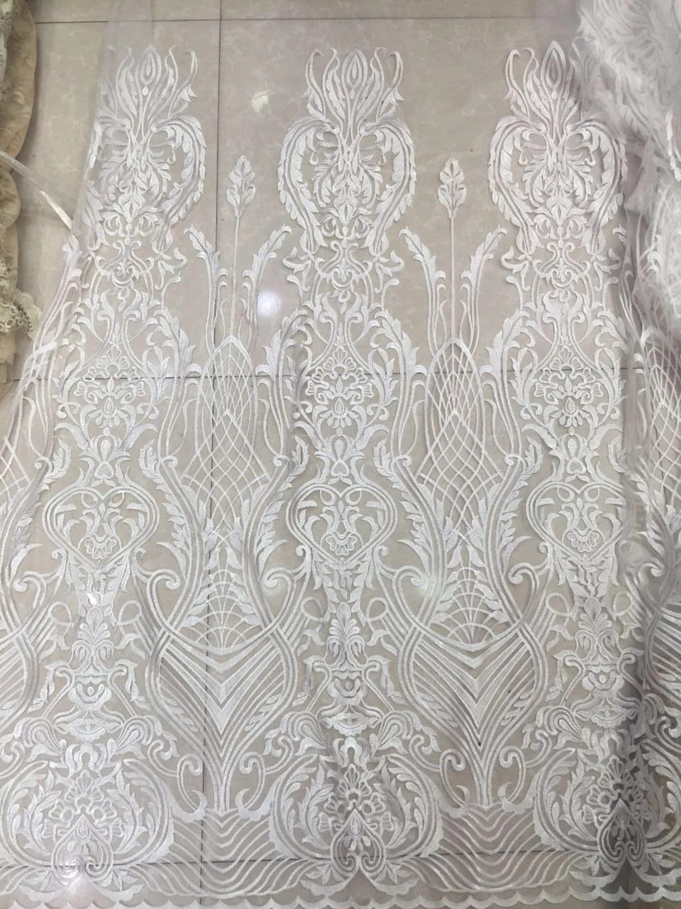 Элегантный белый узор со шнурком кружевная французская Тюлевая вышивка ткань