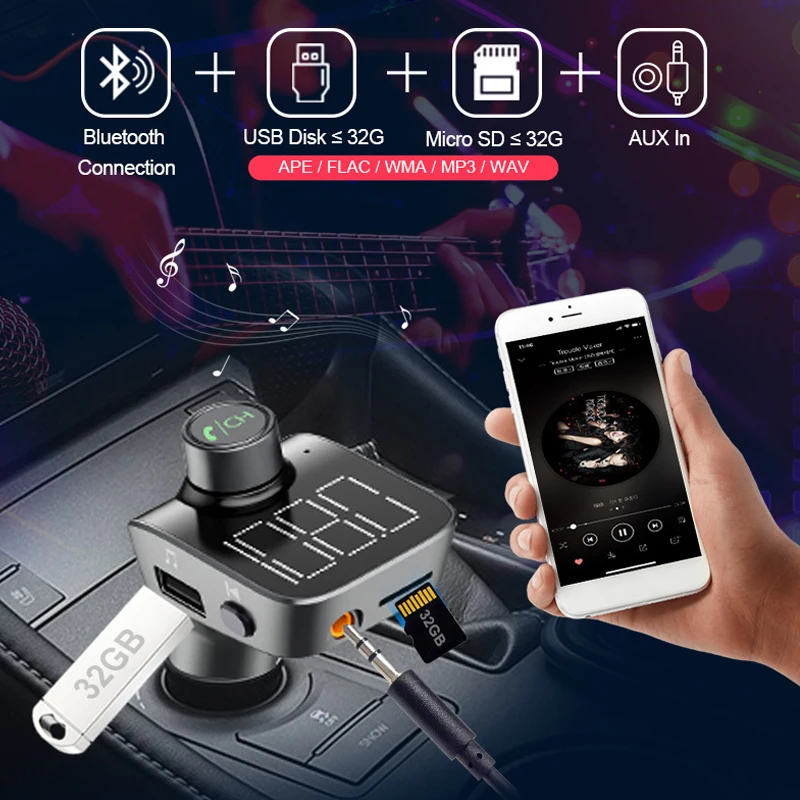 5 0 Bluetooth FM передатчик Комплект беспроводной связи для автомобиля большой
