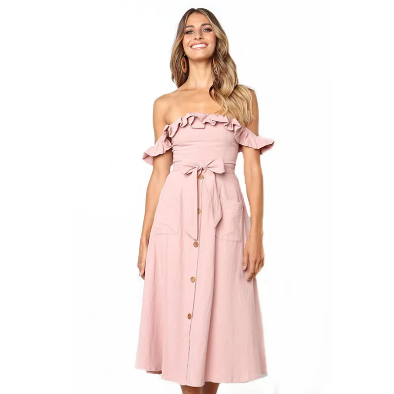 Женское винтажное платье средней длины элегантное без рукавов с рюшами