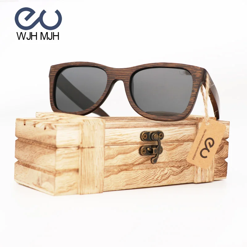 Мужские солнцезащитные очки из бамбукового дерева в винтажном стиле с