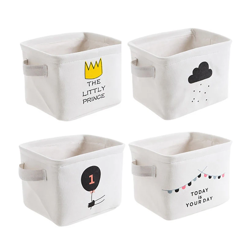 Настольный ящик для хранения мини корзина холста маленький мелочей органайзер
