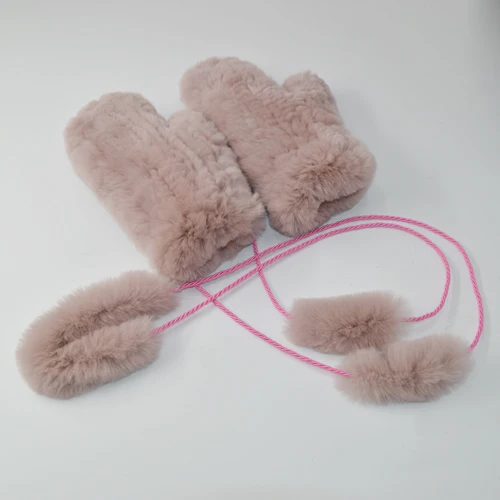 purple pink Новые Женские Настоящий мех кролика перчатки Хорошие эластичные женские зимние вязаные настоящие кроличьи меховые варежки натуральный настоящий мех кролика перчатки - Цвет: purple pink