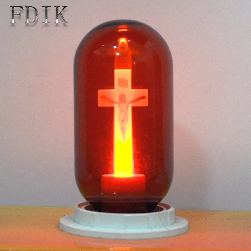E27 светодиодная лампа красное пламя Спокойный ум свет крест Церковь Иисуса 90 265 в