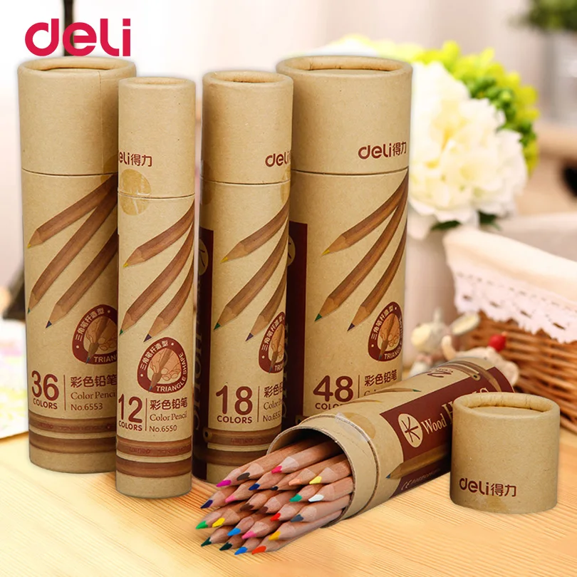 Deli 2017 Набор цветных карандашей канцелярские принадлежности для школы 12/18/24/36/48