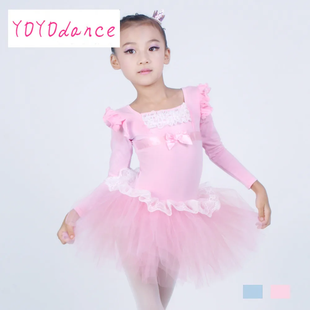Детские для маленьких девочек Розовый Купальник Балетная пачка платье Танцы
