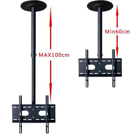 360 Degree 60-2000mm Height Adjustable 32"-60" Ceiling TV Mount Bracket LED LCD Monitor Holder Max. VESA 600x400mm Loading 25kgs