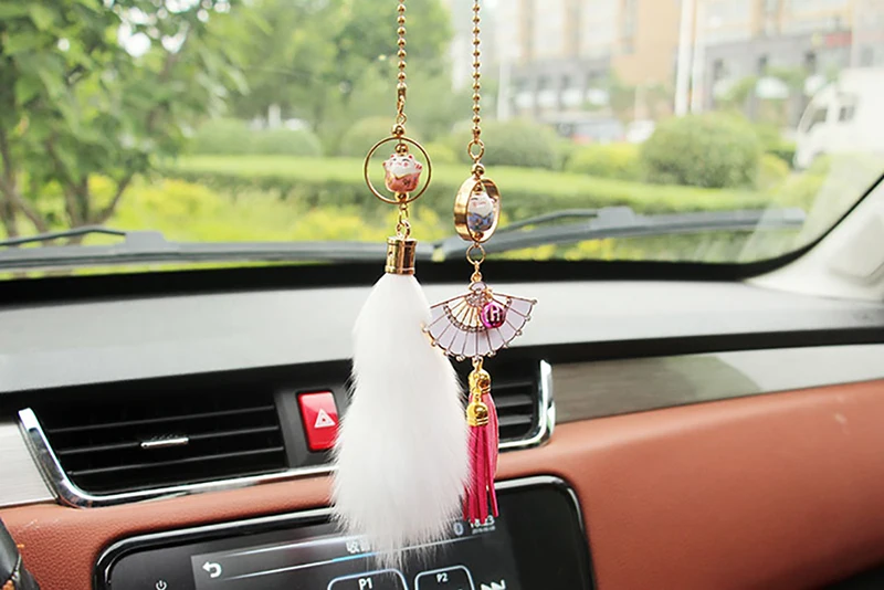 Автомобильный кулон Lucky Cat авто зеркало заднего вида Украшение подвесное украшение милый Hairball автомобили Декор интерьера аксессуары подарок