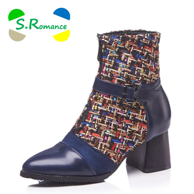 S.romance/женские ботинки большие размеры 34-43 Женская Классическая модная обувь на