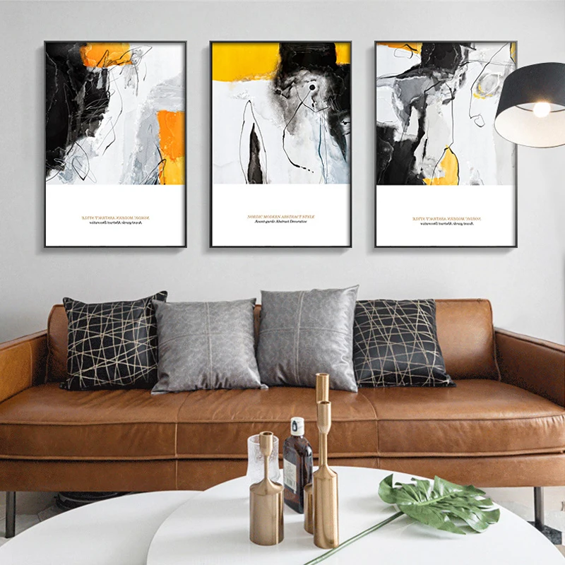 Скандинавский минималистичный Красочный абстрактный геометрический желтый