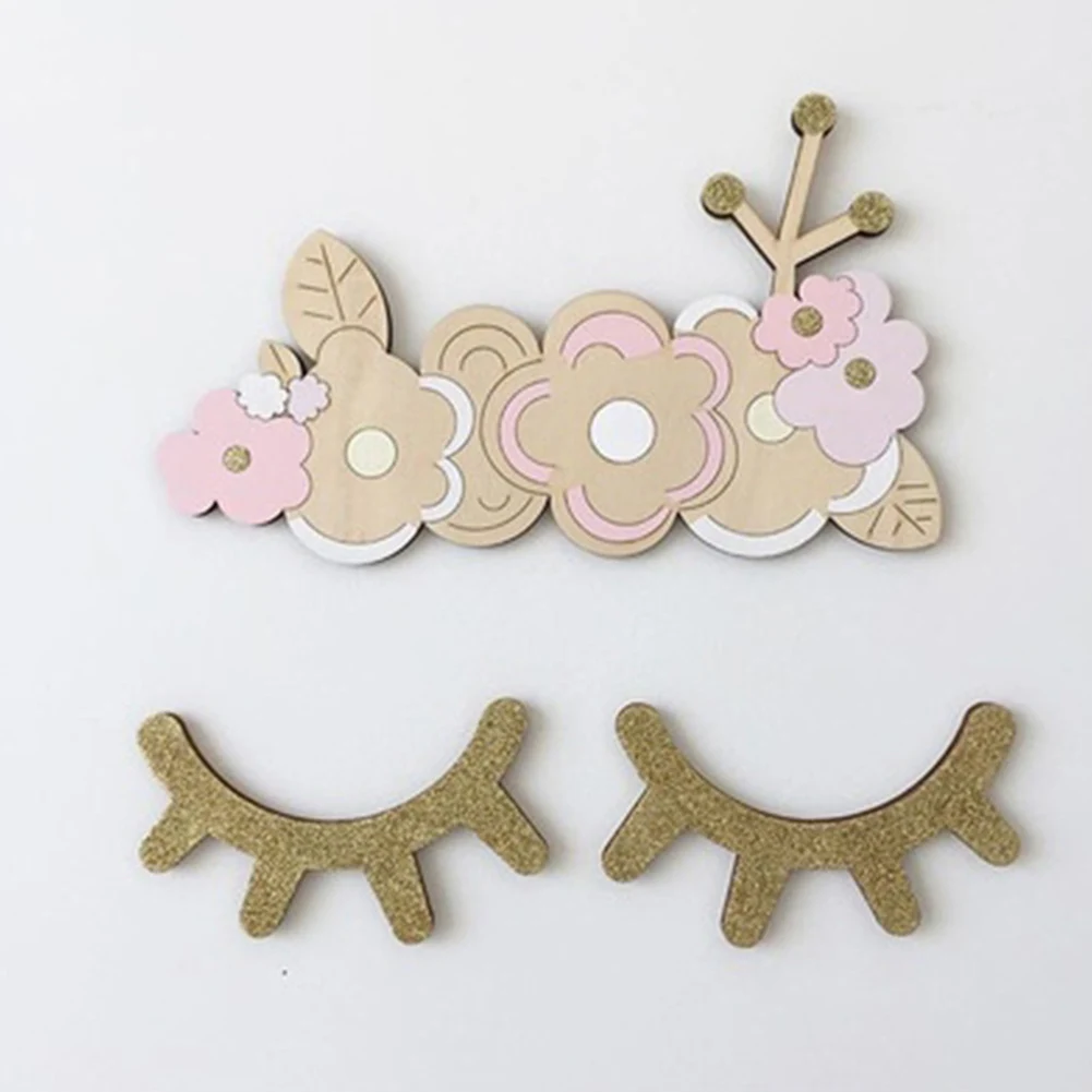 Новинка 2 шт. милые деревянные ресницы в скандинавском стиле настенная наклейка