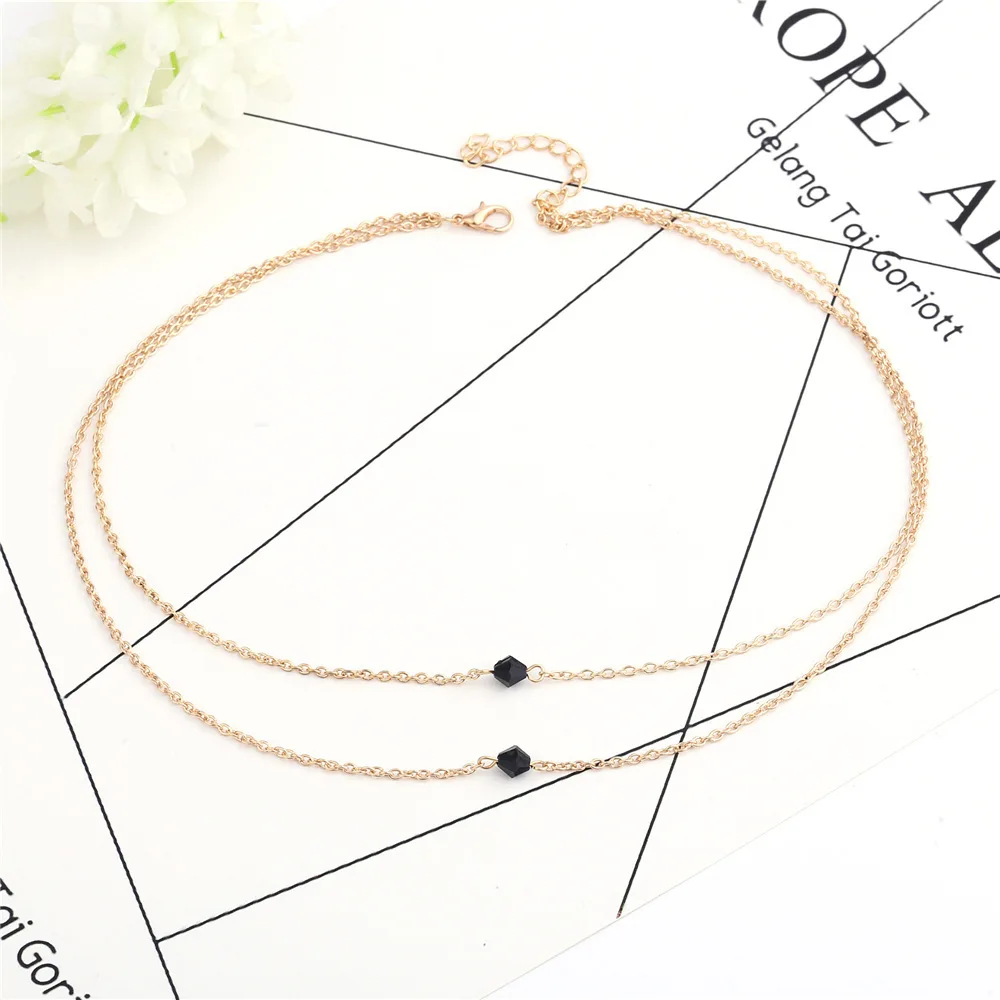 Jewelry Ladies Necklace Double Short Clavicle Chain Barrel Beads Exquisite Alloy | Украшения и аксессуары