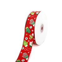 red color grosgrain printed christmas gloves ribbon 1 25 mm handmade gift diy crafts tape
