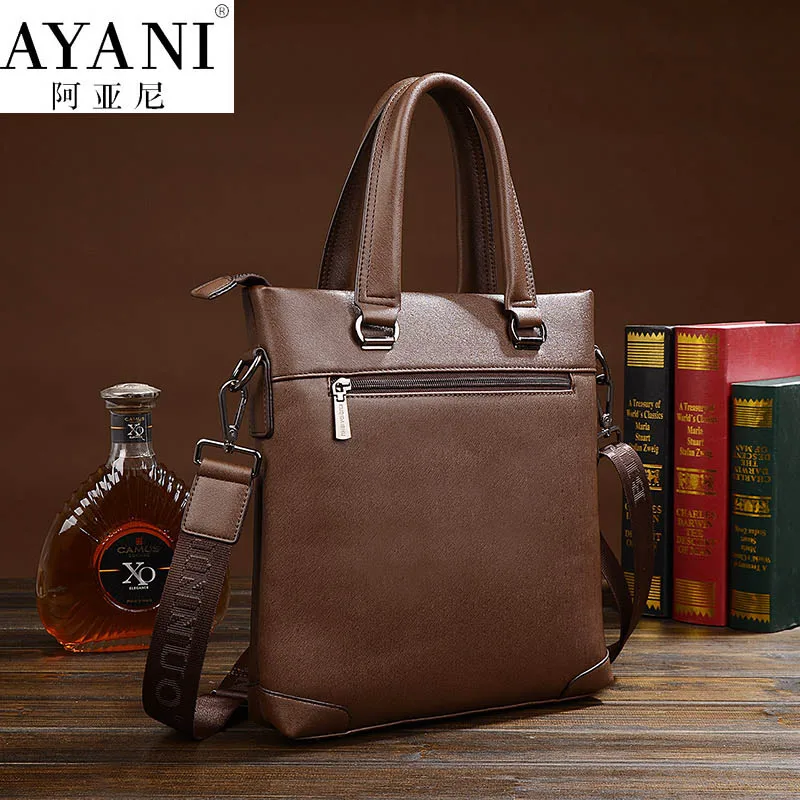 AYANI Марка 100% Мужские портфели сумки Супер высокое качество деловые на ремне Кожа