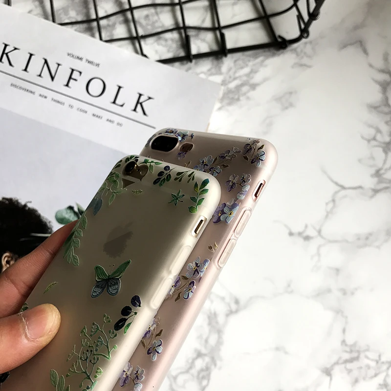 Kerzzil Sexy Transparent Fashion Leaf Sunflower Phone Case For iPhone 6 6s 7 plus Matte Ultra thin Cover Coque lina |