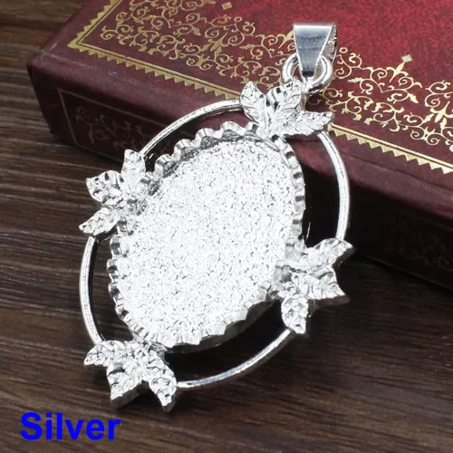 Silver Подходит 18x25 мм Металл Овальный винтажное стекло/рамка для кабошона ободок настройки пустой лоток ободок для DIY изготовления браслетов 5 шт./лот K05422 - Цвет: Silver