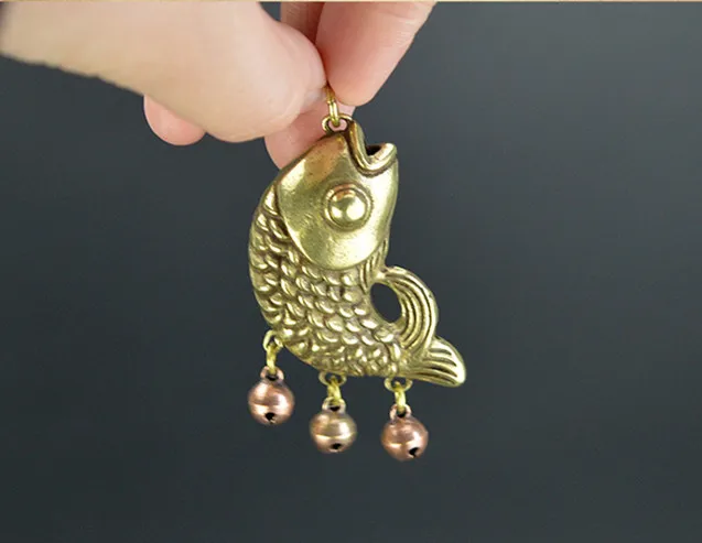 

Chinese seiko carving pure brass Small fish pendant