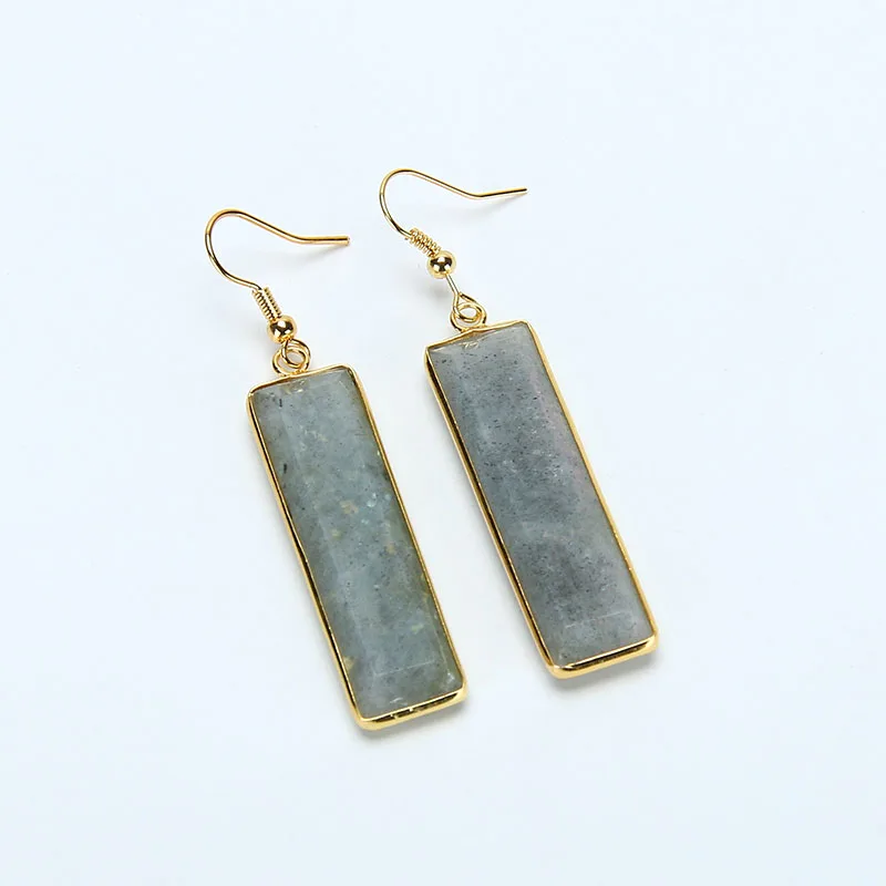 2017 новая мода натуральный камень кварц Кристалл длинные серьги для женщин