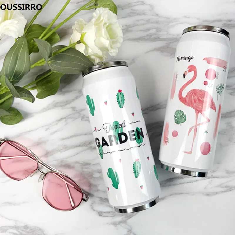 Креативный переносной термос с Фламинго из нержавеющей стали унисекс