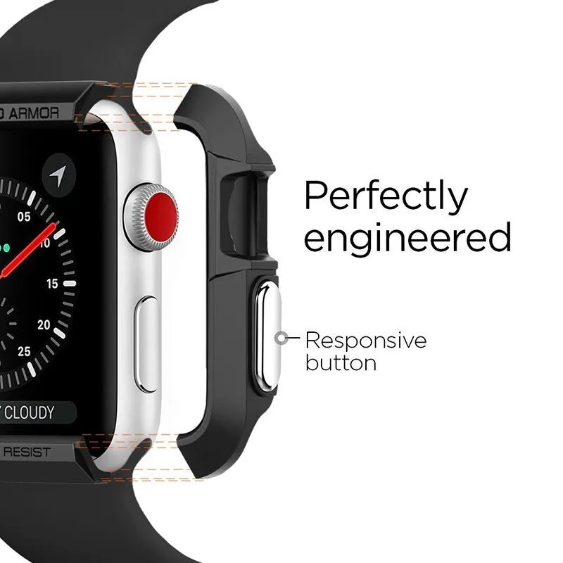 Резиновый чехол из ТПУ для Apple Watch 4, 3, 2, 1, 40 мм, 44 мм, прочный защитный чехол из ТПУ для IWatch