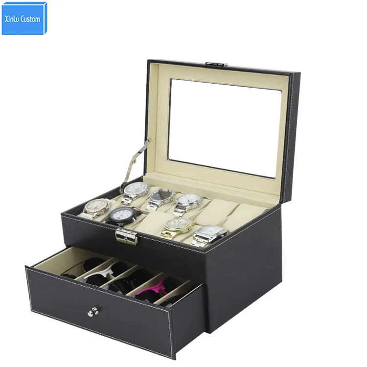 Черный шитье из искусственной кожи Store 2 слойный демонстрационный чехол с