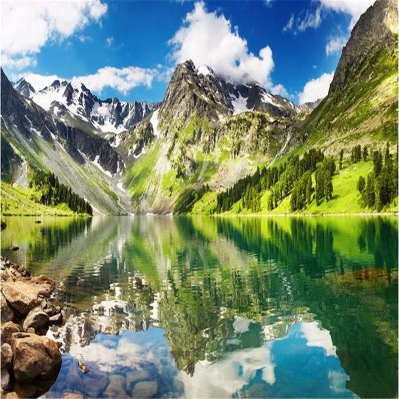 Wallpaper-3d для фото на заказ роскошное качество HD снежные горы озеро натуральный