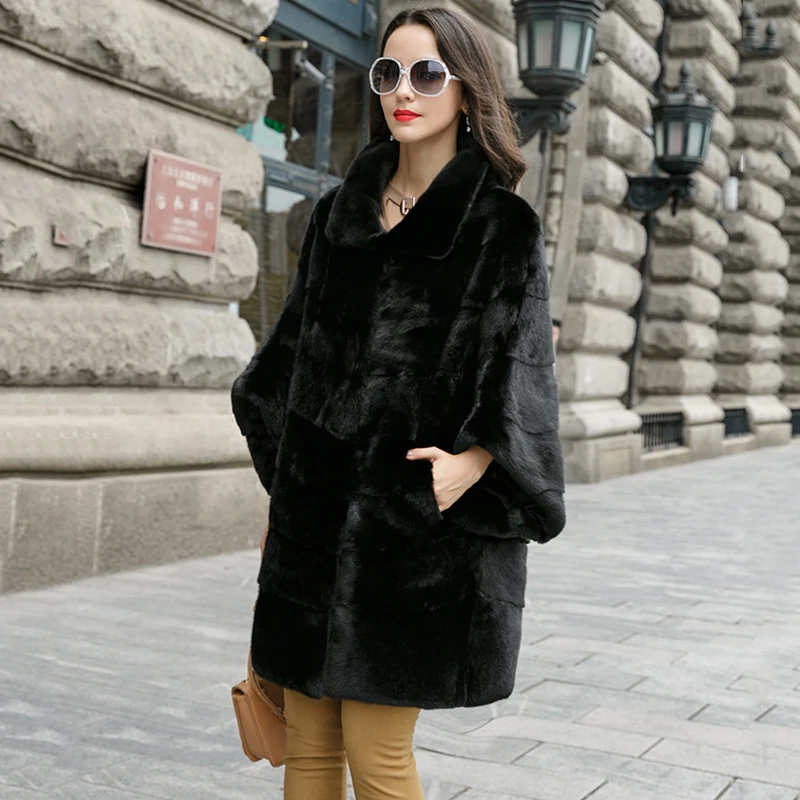 M.Y.FANSTY Imported Women Fur Swan Velvet Mink Coats Turn Down Collar Grey Purple Long Causal Loss Slim | Женская одежда