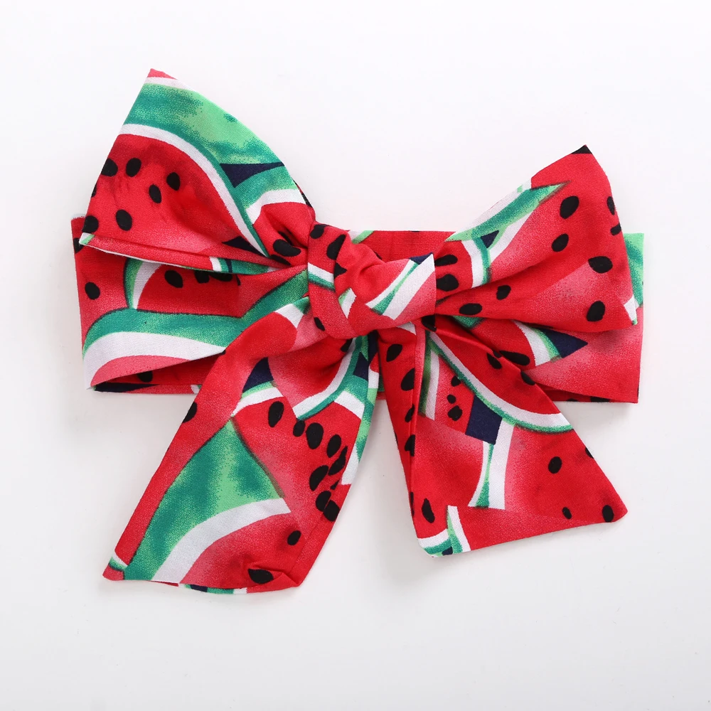 Одежда для маленьких девочек с принтом арбуза Боди короткими рукавами и круглым