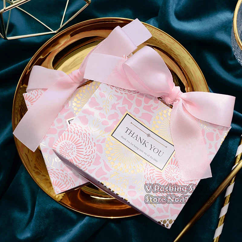 Свадебная подарочная коробка с лентой бумажная конфет для детского душа дня