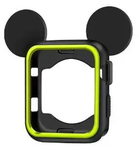 black yellow 5 видов цветов крышка мягкий резиновый чехол для Apple Watch, версии силиконовая Обложка Микки Nike+ ремешок для наручных часов iwatch серии 3/2/1 38 мм 42 мм - Цвет ремешка: black yellow