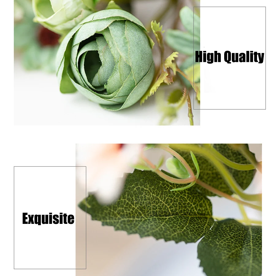 Винтажный искусственный цветок Маленькие розы Букет Свадебные украшения дома DIY