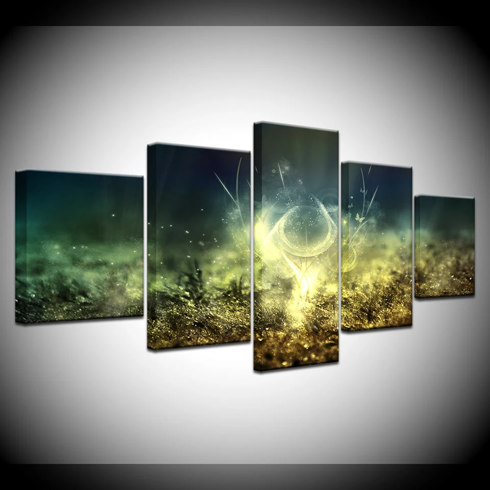 

5PCS Modular Mediterranean Style Portrait Canvas Painting Grass Shine In the Grass Wall Picture for Home Decor Artwork