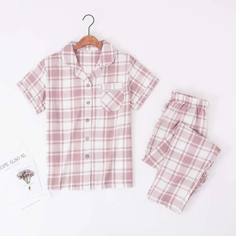 Простой проверки любовника пижамный комплект Для женщин/Для мужчин домашняя