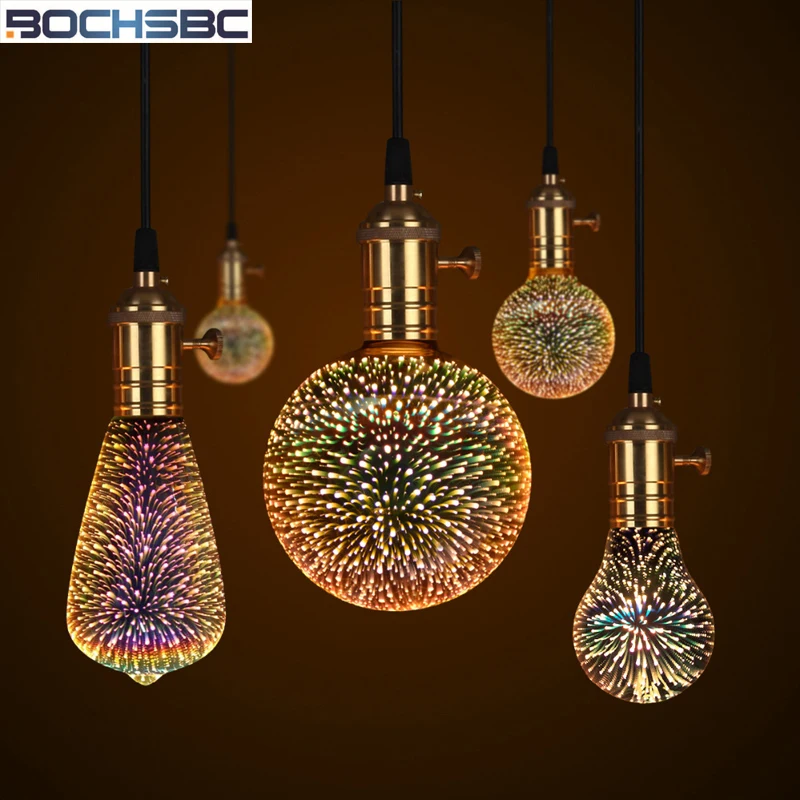BOCHSBC красочные 3D фейерверки эффект E27 Светодиодная Лампа Волшебная лампа огни