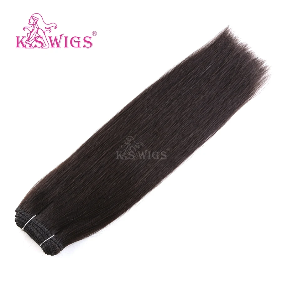 K.S парики 24 ''100 г/шт. прямые волосы Реми уток человеческих волос для наращивания двойные нарисованные человеческие волосы пучки - Цвет: # 1B