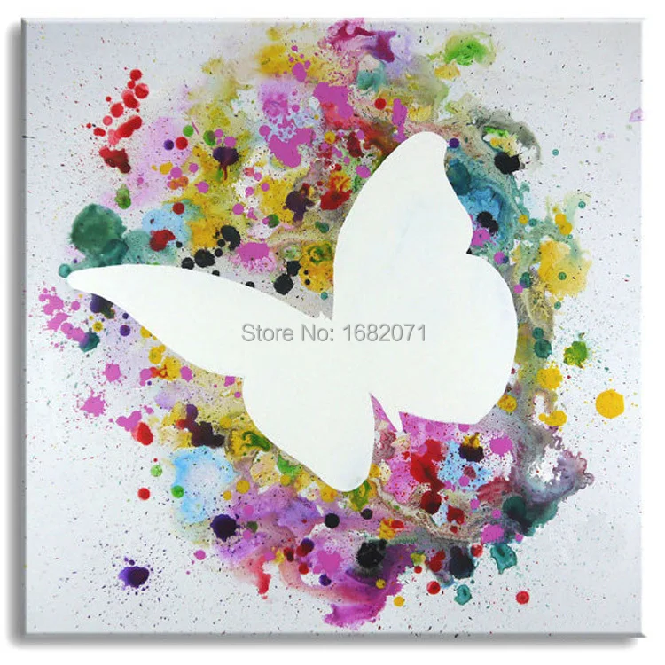 Уникальный дизайн Современная Масляная картина с белыми бабочками для украшения