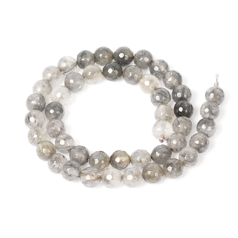 

New arrival 4-12mm faceted grey cloudy quartz Natural Stone Beads loose strand 15" For Making Jewelry Diy bracelets necklaces