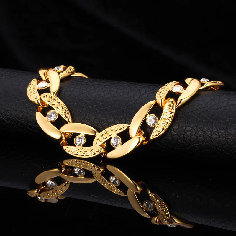 U7 Позолоченный/ Платиновый Покрытием Цепь Браслет Со Стразами для Женщин